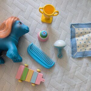 Vintage 1987 My Little Pony G1 Playtime Baby Brother Drummer with accessories